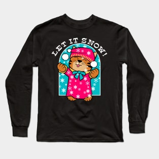 Let it Snow Winter Kitten Long Sleeve T-Shirt